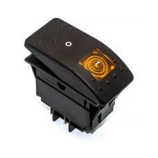 Переключатель кулисный RK1-06N, подсветка 12V, 4pin, Yellow