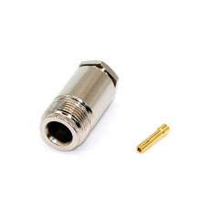 Роз'єм N type, гніздо N-type, clamp, паяння на кабель RG-213, корпус латунь