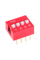 DIP перемикач (dip switch) DS-04 в плату, 8pin, ON-OFF, red