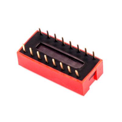 DIP перемикач (dip switch) DS-08 в плату, 16pin, ON-OFF, red