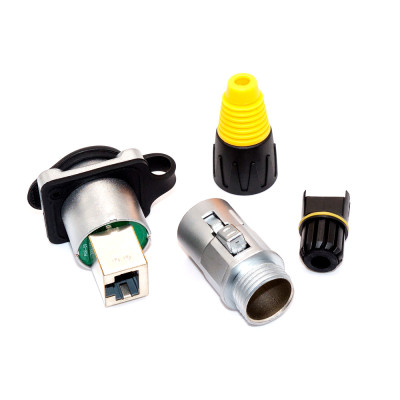 Комплект waterproof Network - гніздо RJ-45 монтажне з екраном та штекер RJ-45