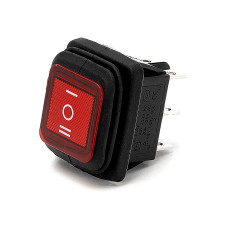 Перемикач широкий KCD2-203NW, IP54, 16А, 6pin, 220V, ON-OFF-ON, червоний