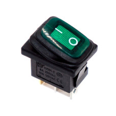 Перемикач міні KCD1-2-101NW, IP65, 6A, 3pin, led 220V, Green 
