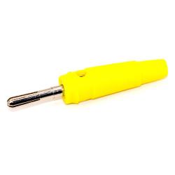 Разъём акустический, штекер Banan 4мм на кабель, корпус резина, пайка, т.4, yellow