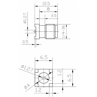 Гніздо SMA (female) standard, монтажне на плату SMD, вертикальне, gold