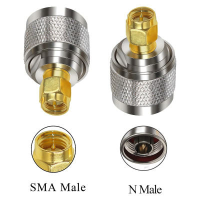 Перехідник SMA - N type, N-type (male) - SMA standard (male), корпус metal