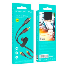 Шнур аудіо, 2 штекера RCA - 2 штекера RCA, BL13, BOROFONE, 1.5м
