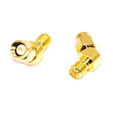 Перехідник SMA, штекер SMA standard (male) - гніздо SMA-RP реверсне, Gold, кутовий