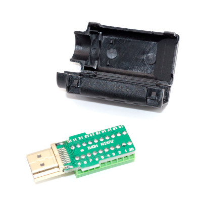 Штекер HDMI, 20pin, кабель під гвинт-термінал, пластик