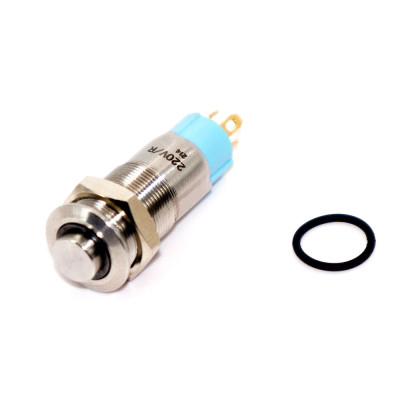 Кнопка без фіксації GQ10H-10EM anti-vandal випукла, 10мм, 4pin, Led 220V Red, IP67