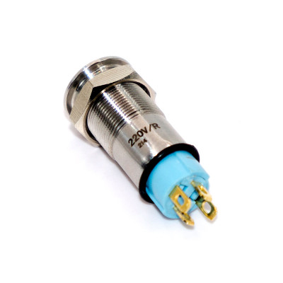Кнопка без фіксації GQ10H-10EM anti-vandal випукла, 10мм, 4pin, Led 220V Red, IP67