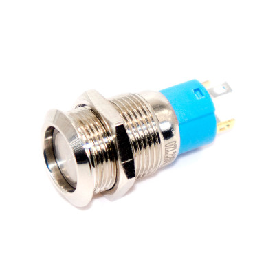 Кнопка з фіксацією GQ12F-10EL anti-vandal, плоска 12мм, 4pin, LED red 220V