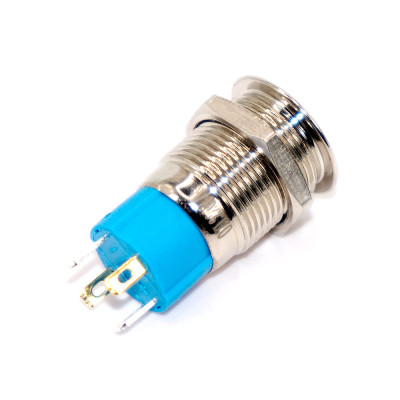 Кнопка з фіксацією GQ12F-10EL anti-vandal, плоска 12мм, 4pin, LED red 220V
