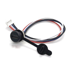 Роз'єм USB type C, гніздо type-C 4pin, монтажне Ø11мм, гайка, кабель 24AWG