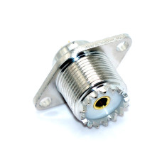 Роз'єм UHF, гніздо UHF, SL16 SO-239 (PL259), монтажне фланець 2 отвори, латунь