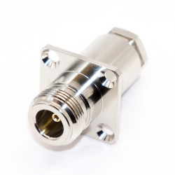 Роз'єм N type, гніздо N-type (female) L16, clamp кабель RG-58 + монтаж фланець 4 отвори