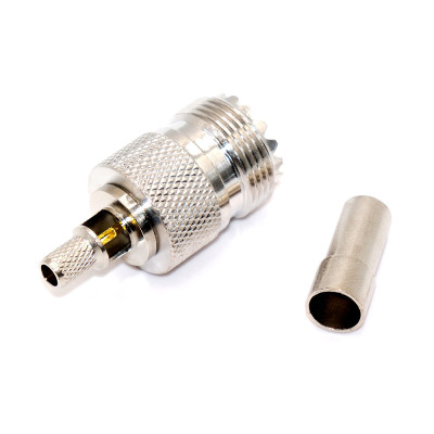 Гніздо UHF, SL16 SO-239 (PL259), обтискне на кабель RG-58, латунь