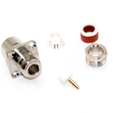 Роз'єм N type, гніздо N-type (female) L16, clamp кабель RG-8 + монтаж фланець 4 отвори