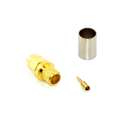 Штекер SMA (male) standard, обтискний на кабель 5D-FB / H155 / LMR300, gold