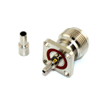 Гніздо N-type (female), обтиск на RG-174 + монтаж фланець 17.5мм, waterproof