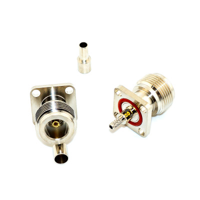Гніздо N-type (female), обтиск на RG-174 + монтаж фланець 17.5мм, waterproof