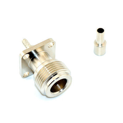 Гніздо N-type (female), обтиск на RG-174 + монтаж фланець 17.5мм, waterproof