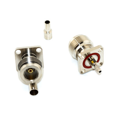 Гніздо N-type (female), обтиск на RG-174 + монтаж фланець 17.5мм, waterproof