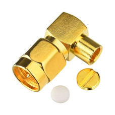 Роз'єм SMA, штекер SMA (male) standard КУТОВИЙ, на кабель RG-402, gold