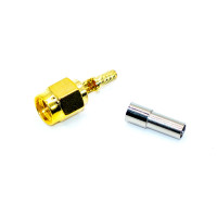 Разъём SMA, штекер SMA (male) standard, обжимной (кабель RG-58) пайка, gold, тип 2