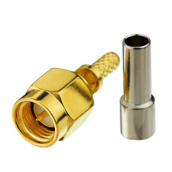 Разъём SMA, штекер SMA (male) standard, обжимной (кабель RG-174) пайка, gold, type 2
