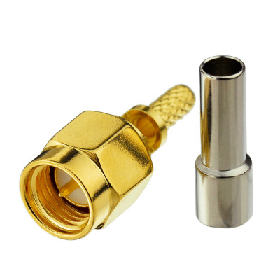 Штекер SMA (male) standard, обжимной (кабель RG-58) пайка, gold, тип 2