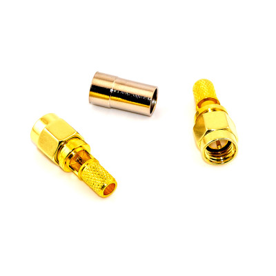 Штекер SMA (male) standard, обжимной (кабель RG-58) пайка, gold, тип 2
