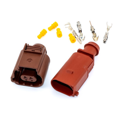 Разъём авто герметичный на 2 контакта, VAG, 1x2pin-1.5, комплект, brown