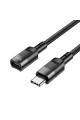 Удлинитель USB, штекер TYPE C - гніздо TYPE C, v.2.0, U107, hoco, сетка, 1.2м