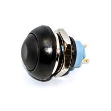 Кнопка без фіксації DS-12B, випукла, IP67, OFF-(ON), 2pin, пластик, чорна