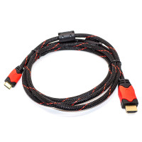 Шнур mini HDMI (штекер HDMI - штекер mini HDMI C), gold, сетка, 1м