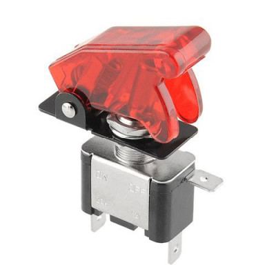Тумблер з кришкою SAC-01 + ASW-07D, LED 12V, 20A, red