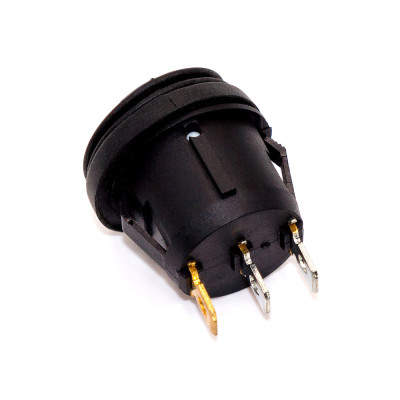 Переключатель авто, KCD1-8-101NW круглый 20мм, IP65, 12В, 20А, 3 контакты, Green