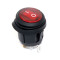 Переключатель авто, KCD1-8-101NW круглый 20мм, IP65, подсветка 12V, 20А, 3pin, Red