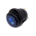 Переключатель авто, KCD1-8-101NW круглый 20мм, IP65, подсветка 12V, 20А, 3pin, Blue