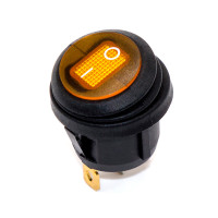 Переключатель авто, KCD1-8-101NW круглый 20мм, IP65, подсветка 12V, 20А, 3pin, Yellow