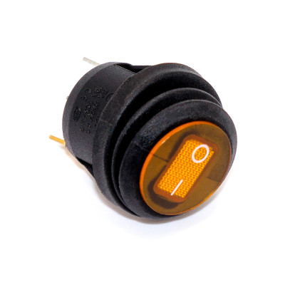 Переключатель авто, KCD1-8-101NW круглый 20мм, IP65, 12В, 20А, 3 контакты, Yellow