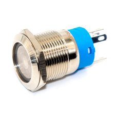 Кнопка з фіксацією LAS3-19F-W11EL anti-vandal, IP67, LED 12V, 5А, 5pin
