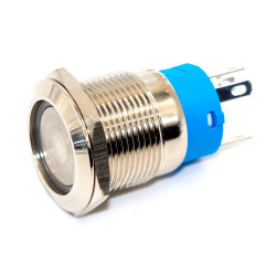Кнопка з фіксацією LAS3-19F-W11EL anti-vandal, IP67, LED 12V, 5А, 5pin