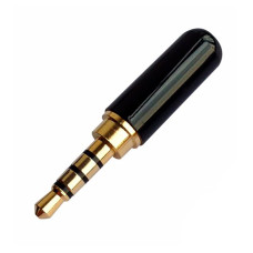Роз'єм аудіо, штекер 3.5мм 4pin стерео, GOLD, паяння на кабель (SENNHEISER), black