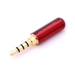 Роз'єм аудіо, штекер 3.5мм 4pin стерео, GOLD, паяння на кабель (SENNHEISER), red