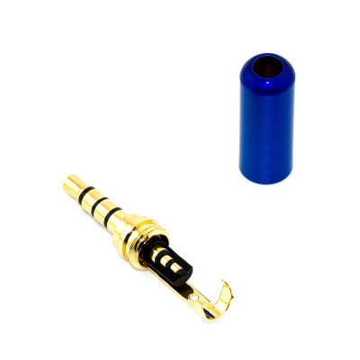 Штекер 3.5мм 4pin стерео, GOLD, паяння на кабель (SENNHEISER), blue