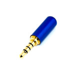 Роз'єм аудіо, штекер 3.5мм 4pin стерео, GOLD, паяння на кабель (SENNHEISER), blue