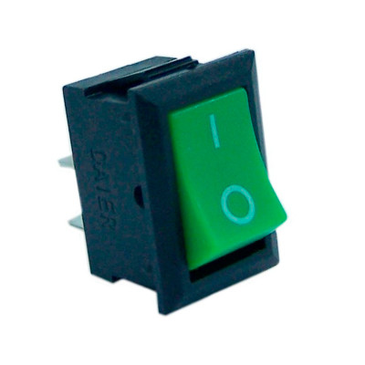 Переключатель клавишный KDC1-101 малый, 6А, 2pin, green