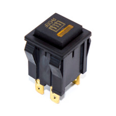 Кнопка квадратна без фіксації, підсвічування 12V жовта, 4pin, OFF- (ON)